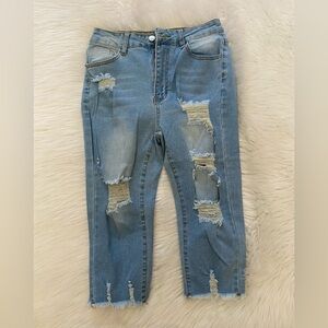 Distressed Blue Women's Capris Jeans Sz S